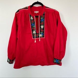 Vintage Hippie Bohemian Peasant Top Size M